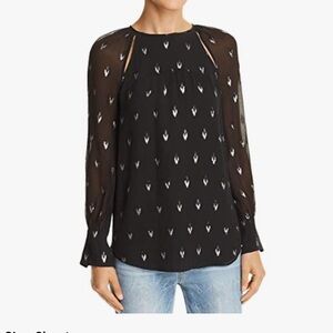 Joie Black Silk Blouse with Metallic Embroidery